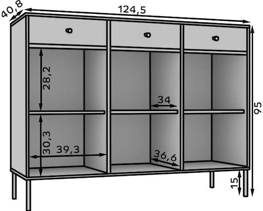Μπουφές Code 3d3s από Ξύλο & Μέταλλο με Συρτάρια Πράσινος 124x40.8x95cm