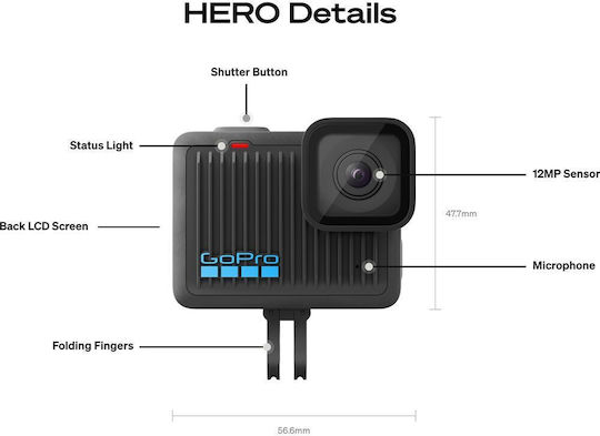 GoPro Hero Action Camera 4K Ultra HD Underwater with Touch Screen 1.7" and Wi-Fi Black