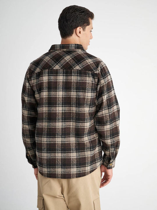 Long Sleeve Overshirt In Regular Fit Checked Brown 61-104.052.N0000