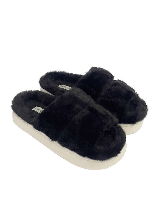 Winter Damen Hausschuhe mit Fell Braun