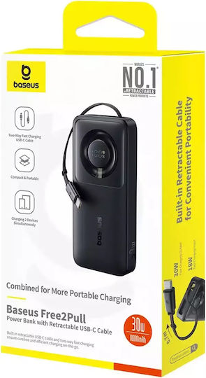 Baseus Free2Pull Power Bank 10000mAh 30W με Θύρα USB-C Μαύρο