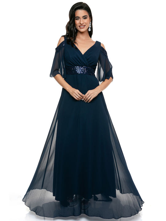 RichgirlBoudoir Sommer Maxi Abendkleid Wickel Blau