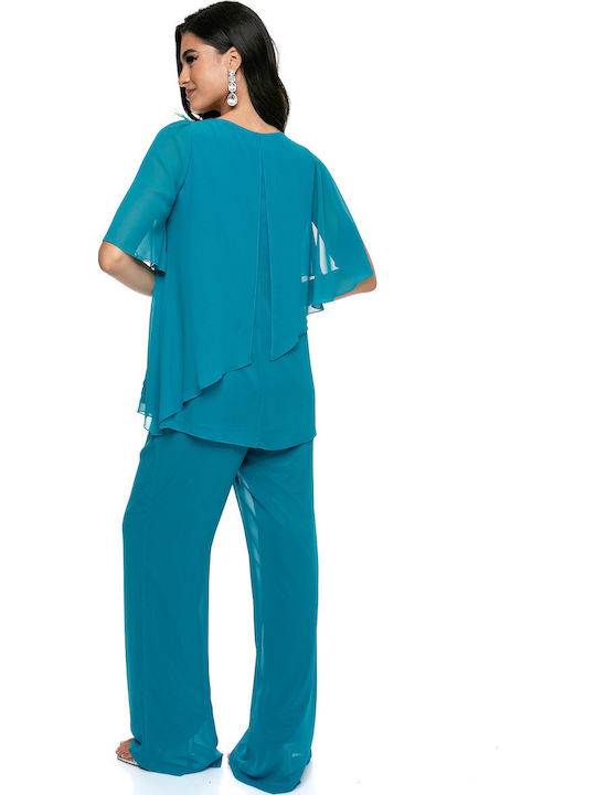 Damen Petrol Blue Set mit Hose