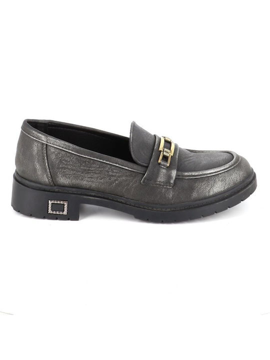 B-Soft Δερμάτινα Γυναικεία Loafers σε Μαύρο Χρώμα