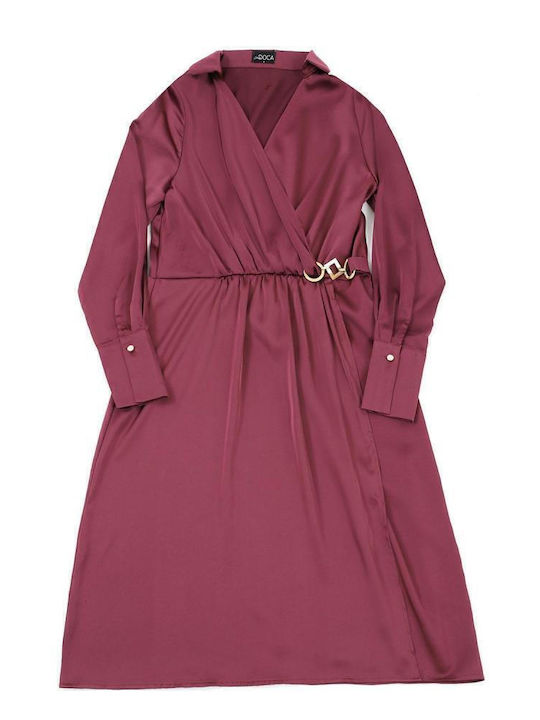 Midi Dress Satin Wrap Rose