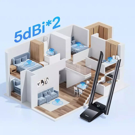 Baseus Fastjoy Αντάπτορας Δικτύου USB με Ασύρματη Σύνδεση Wi-Fi 1300Mbps