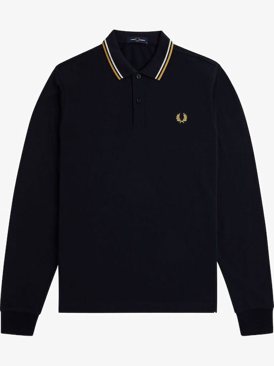 Polo Langarm Herrenbluse Blau