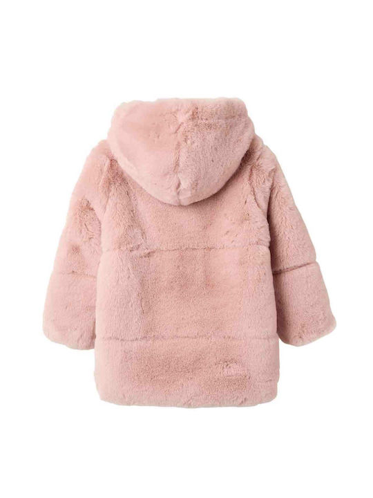 Zippy Kids Fur Coat with Lining & Hood Pink