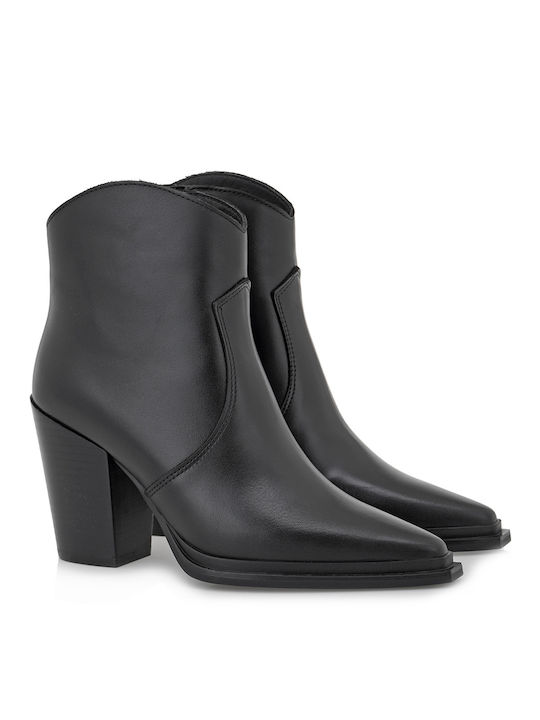 Alpe Leather Women's Ankle Boots with High Heel Black