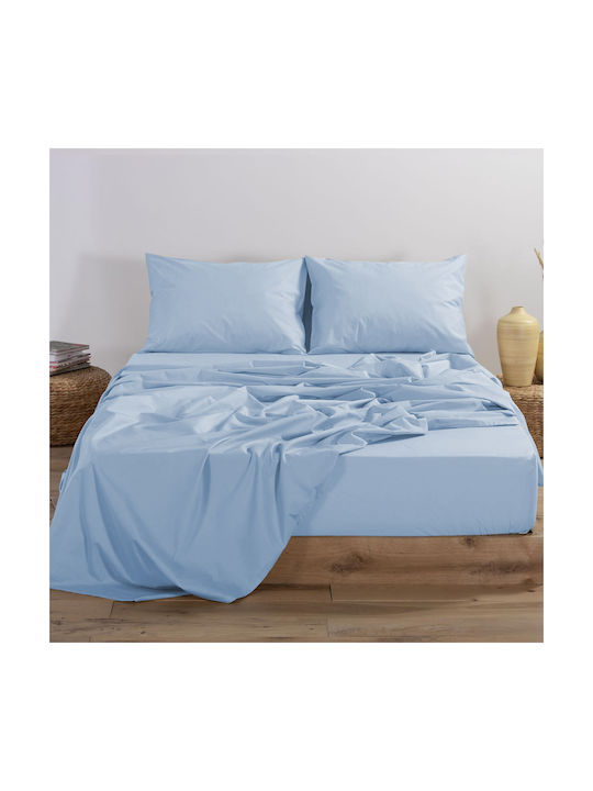 Nef-Nef Homeware Basic Pillowcase Set with Envelope Cover Light Blue 52x72cm.