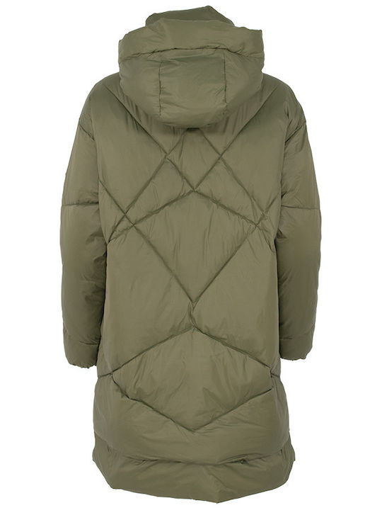 Pinko Women's Short Puffer Jacket for Winter with Hood Green