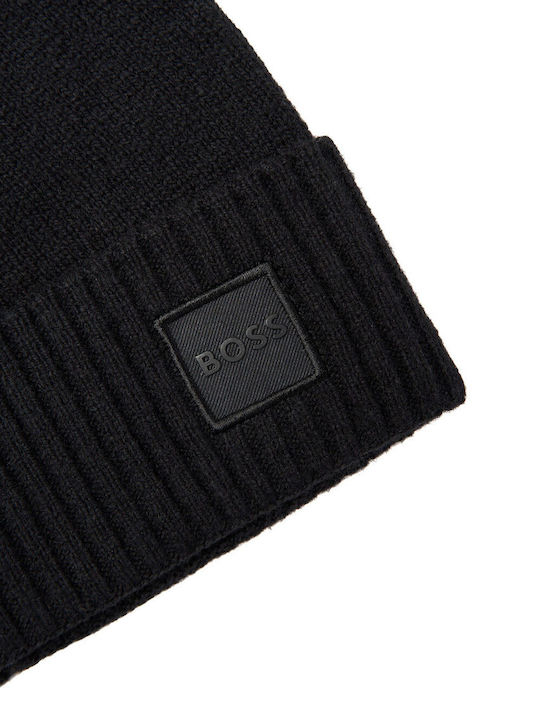 Hugo Boss Beanie Ανδρικός Σκούφος Πλεκτός σε Μαύρο χρώμα