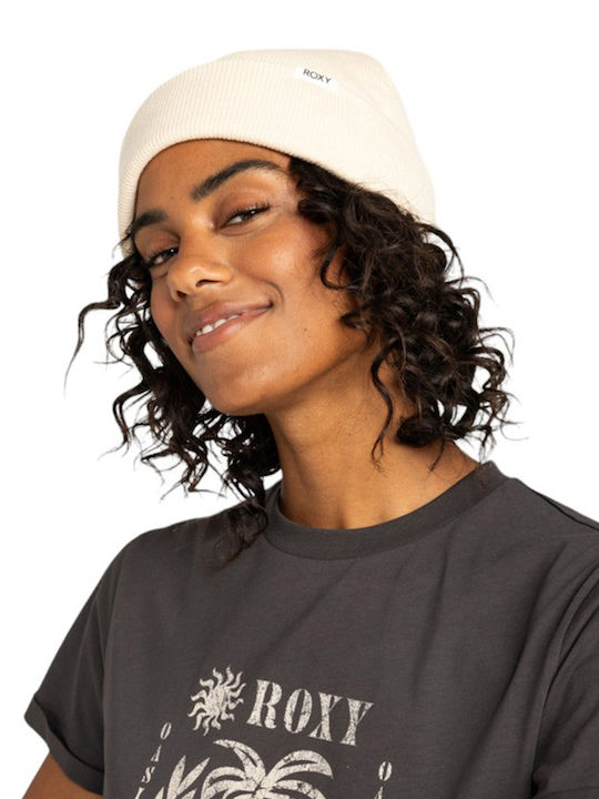 Beanie Γυναικείος Σκούφος με Rib Πλέξη σε Εκρού χρώμα