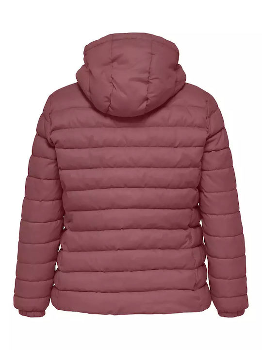 Lang Damen Puffer Jacke für Winter Burgundy