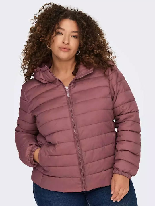 Lang Damen Puffer Jacke für Winter Burgundy