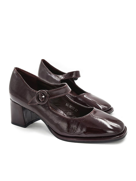 Pumps mit Riemchen Burgundisch