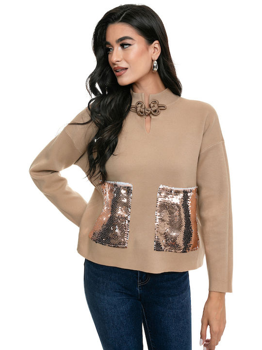 RichgirlBoudoir Women's Long Sleeve Sweater Brown