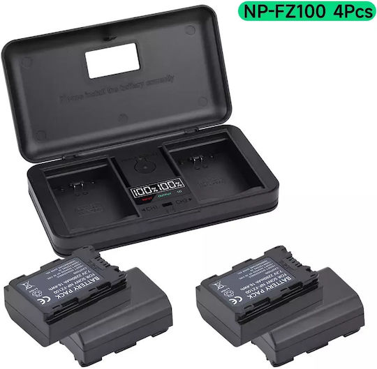 Np-fz100 Camera Battery Dual-slot Charger Usb Power Bank Function 4 Battery 1 Charger