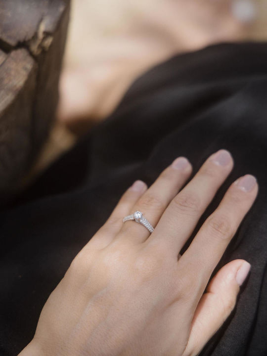 Themelidis Jewels Μονόπετρο από Λευκόχρυσο
