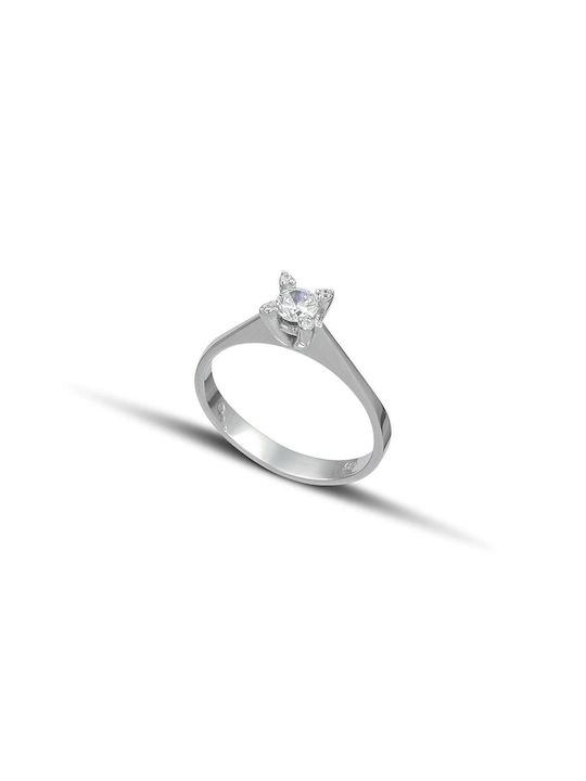 Themelidis Jewels Μονόπετρο από Λευκόχρυσο 18Κ με Διαμάντι
