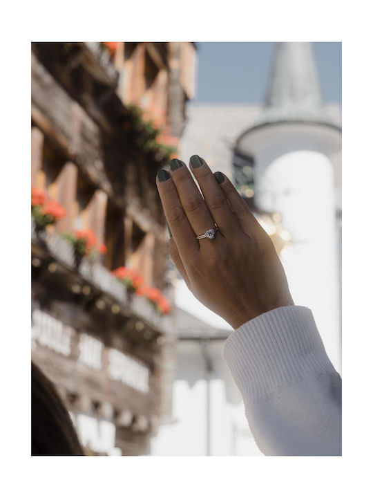 Themelidis Jewels Μονόπετρο Ροζέτα από Λευκόχρυσο 18Κ με Διαμάντι