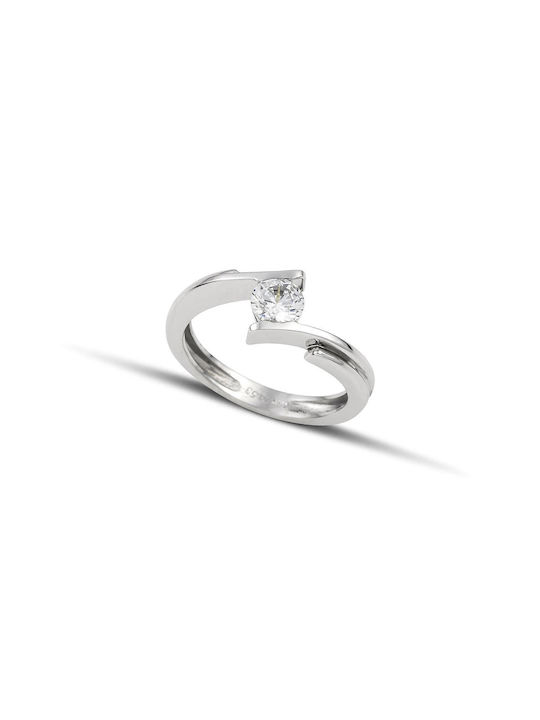 Themelidis Jewels Single Stone from White Gold 18K with Diamond