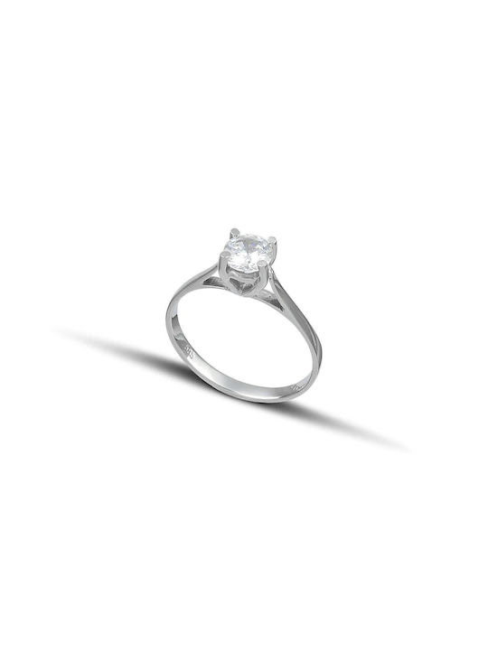 Themelidis Jewels Μονόπετρο από Λευκόχρυσο 18Κ με Διαμάντι