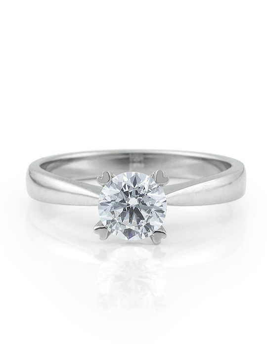 Themelidis Jewels Μονόπετρο από Λευκόχρυσο 18Κ με Διαμάντι