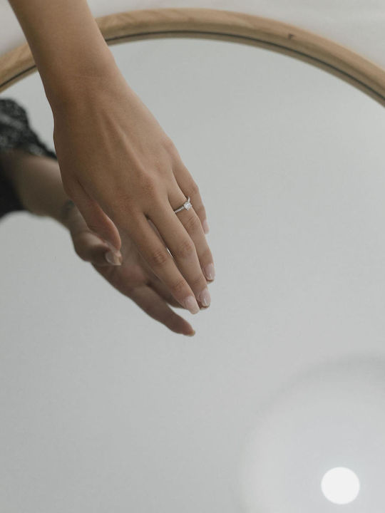 Themelidis Jewels Μονόπετρο από Λευκόχρυσο 18Κ με Διαμάντι