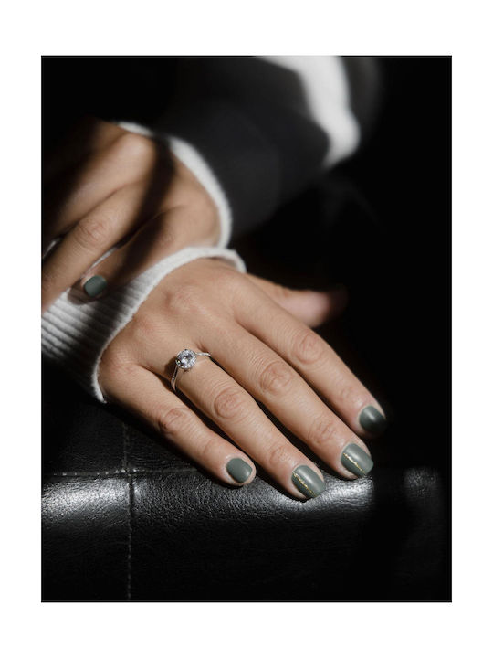 Themelidis Jewels Μονόπετρο Ροζέτα από Λευκόχρυσο 18Κ με Διαμάντι