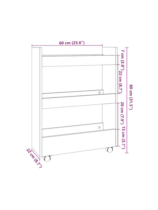 vidaXL vidaXL Lebensmittelregal Hölzernes 3 Ebenen Grau 60x22x80cm