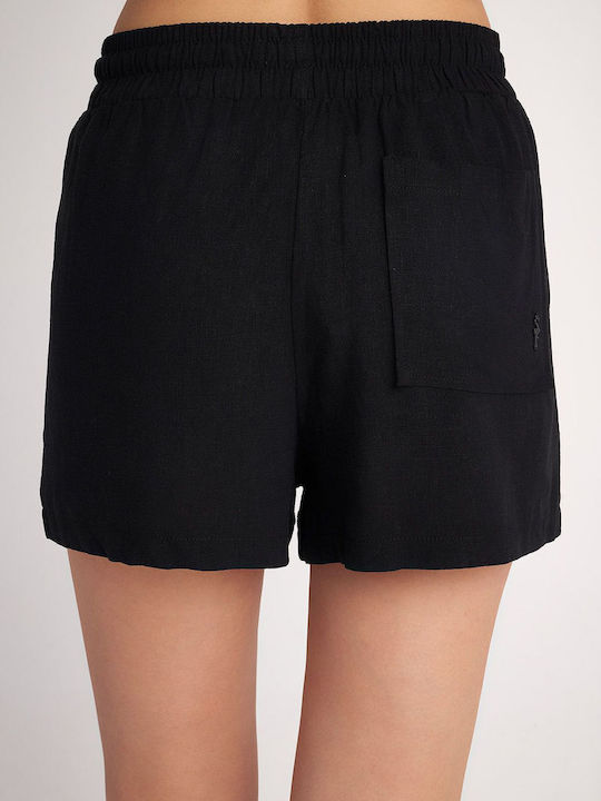 SugarFree Women's Linen High-waisted Shorts black