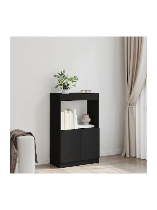 Cabinet Wall Black Velvet-Black Metal 63x33x100cm