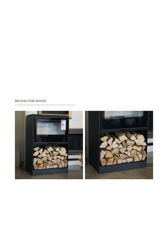 Kratki Kaminofen Kassette Holz Warmluft Gebogen mit einer zu öffnenden Tür