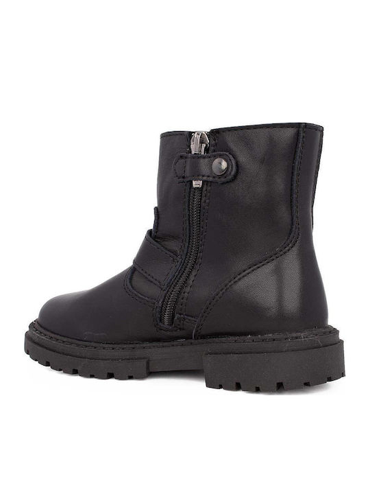 Anatomical Leather Kids Boots with Zipper Black