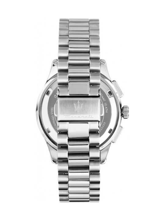 Maserati Herrenuhr 42mm Chronograph Batterie mit Silber Metallarmband