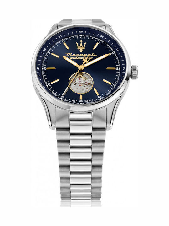 Maserati Men's Watch 42mm Automatic with Silver Metal Bracelet