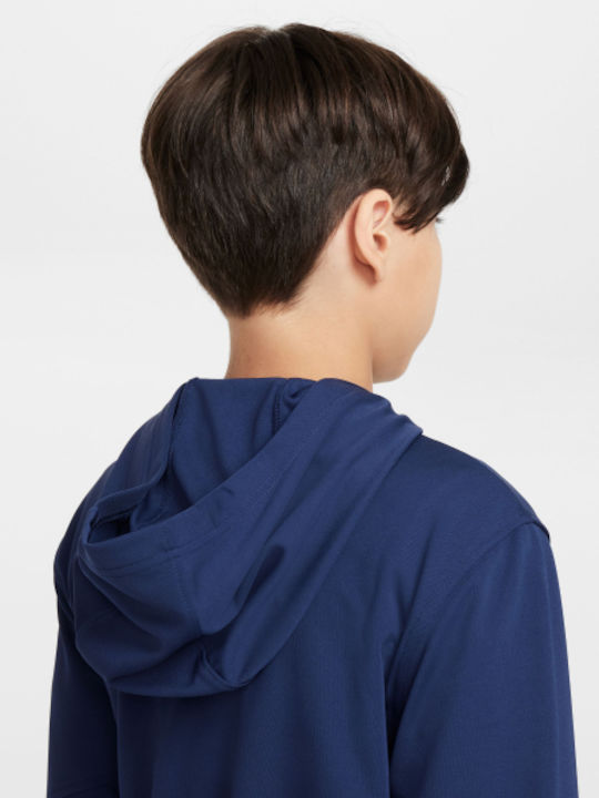 Fleece Kids Sweatshirt Cardigan with Hood and Pockets Blue