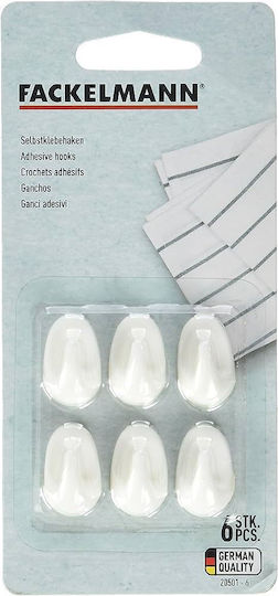 Fackelmann Haken mit Aufkleber Kunststoff 2,5cm Set 6 Stück Weiß