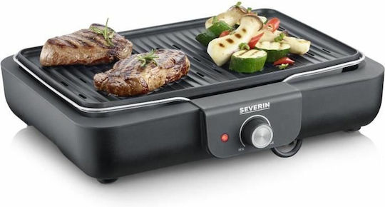Severin PG8556 Tischplatte Elektrogrill Aluminium Geriffelte Platte 2300W Edelstahl mit einstellbarem Thermostat 33cmx29cmcm