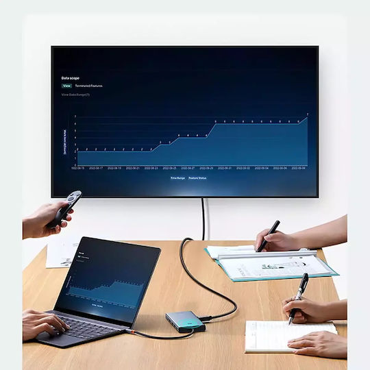 Baseus HUB PortalJoy Series USB-C Docking Station with HDMI/DisplayPort 4K PD Ethernet and Support for 4 Monitors Gray