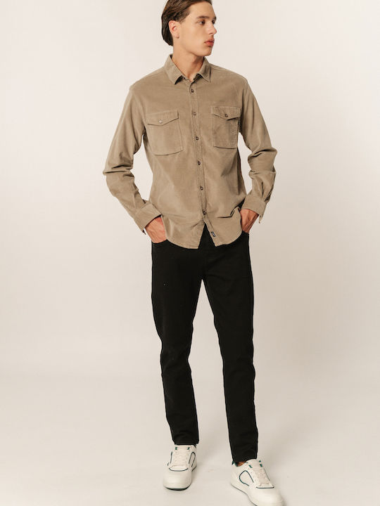 Edward Jeans Men's Shirt Long Sleeve Beige