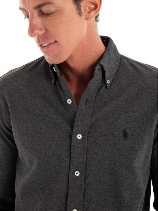 Ralph Lauren Shirt Ανδρικό Πουκάμισο Μακρυμάνικo Dark Grey Melange