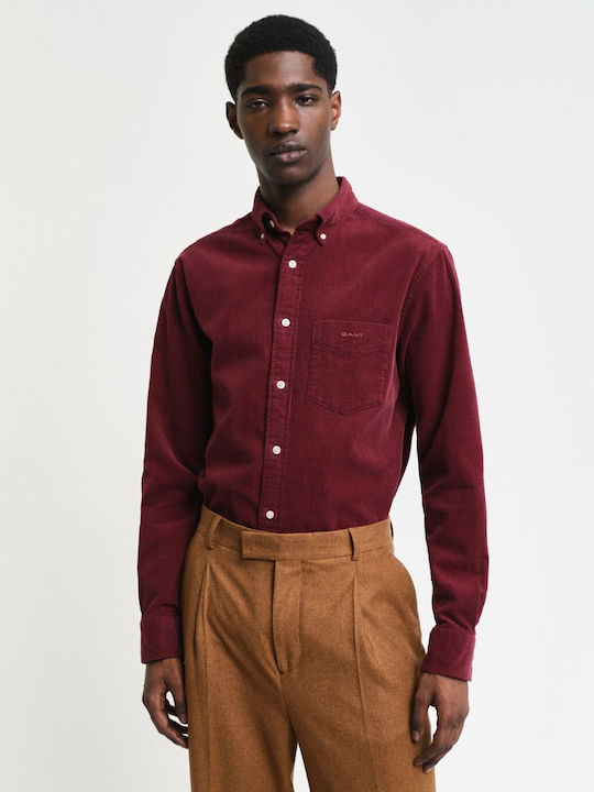 Long-sleeved Corduroy Shirt Burgundy