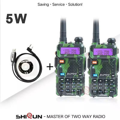 Baofeng Uv-5r Walkie Talkie 5w Output Power Dual-band 136-174mhz & 400-520mhz 2pcs-1cable