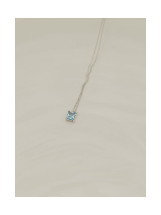 Themelidis Jewels Necklace from White Gold 14K with Zircon