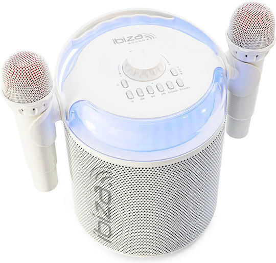 Ibiza Sound Karaoke-Lautsprecher mit Kabellosen Mikrofonen und Lichteffekten Karahome ELP-KARAHOME-WH Weiß