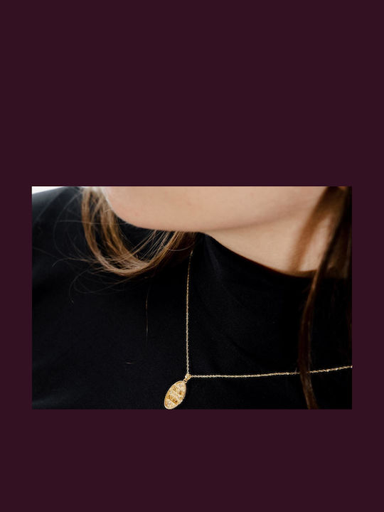 Themelidis Jewels Charm Фулактó Константин с Камъни от Жълто Злато 14 Карата със Зиркон