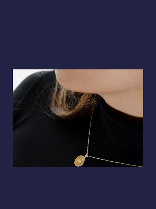 Themelidis Jewels Чарм Фулактó Константин с Камъни от Жълто Злато 14 Карата със Зиркон