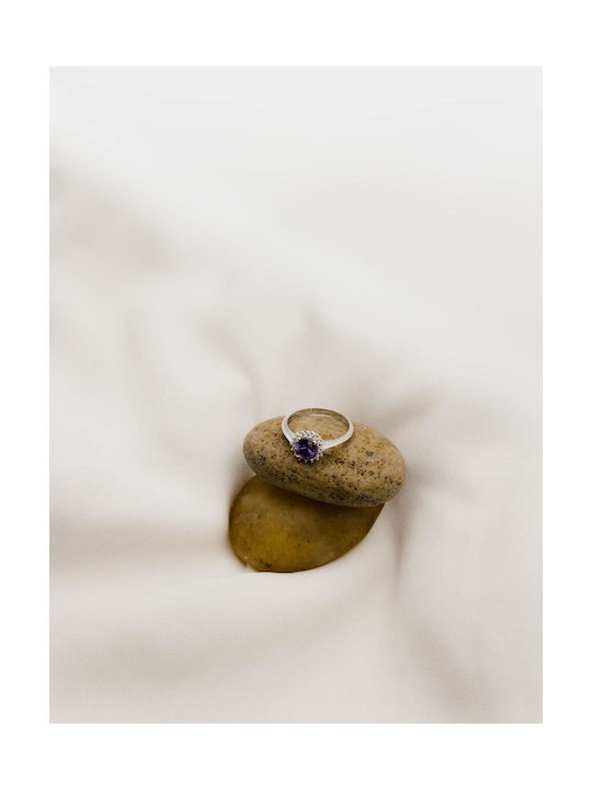 Themelidis Jewels Ring with Zircon made of White gold 14K